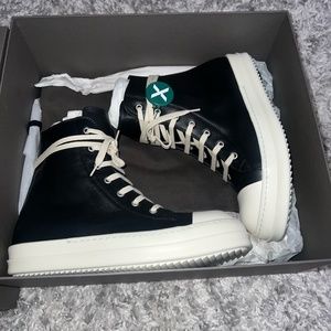 Brand New Rick Owens Leather High Top Black Cream, Eu Men's Size: 41